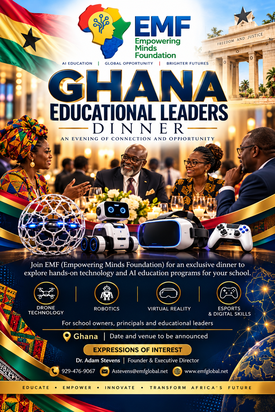 Ghana Educational Leaders Dinner flyer by Empowering Minds Foundation
